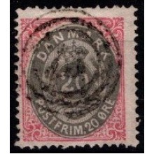 20 øre rød/grå. Tofarvet øreudgave. 